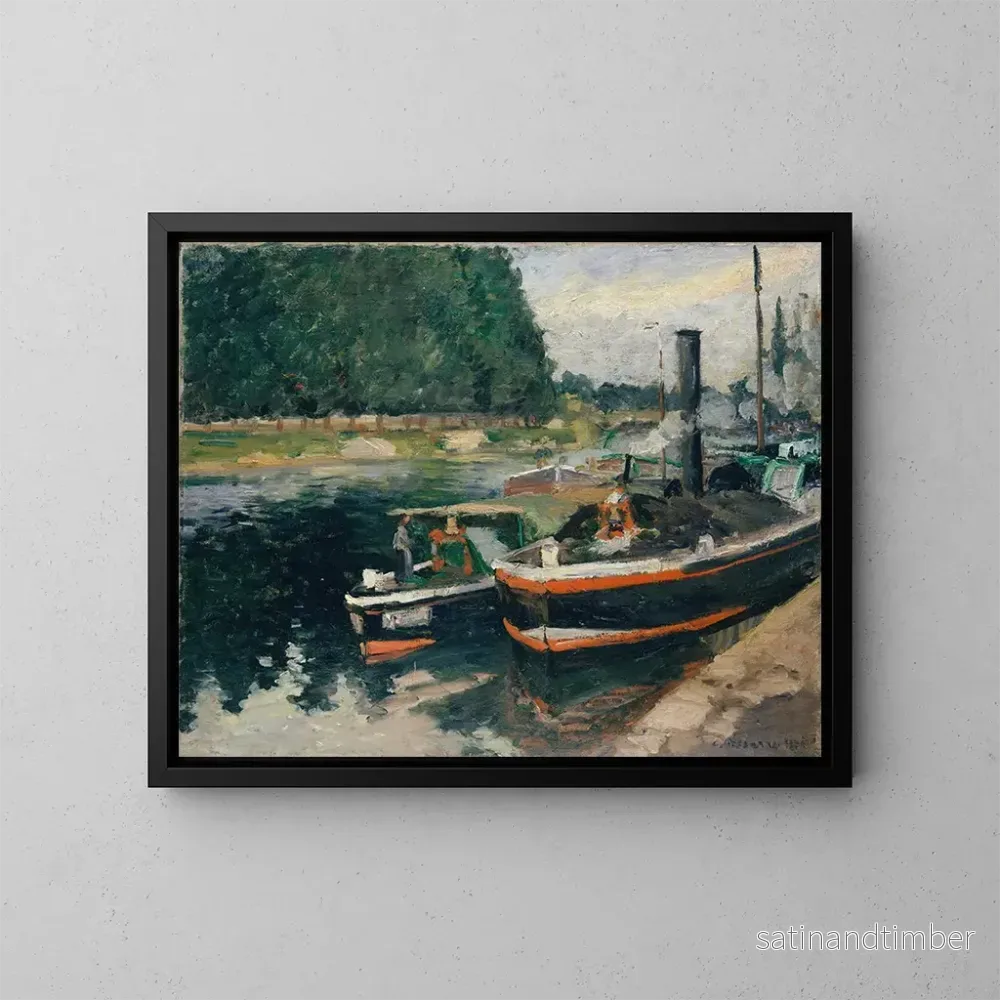 Reproduktion av målningen Barges à Pontoise - Camille Pissarro