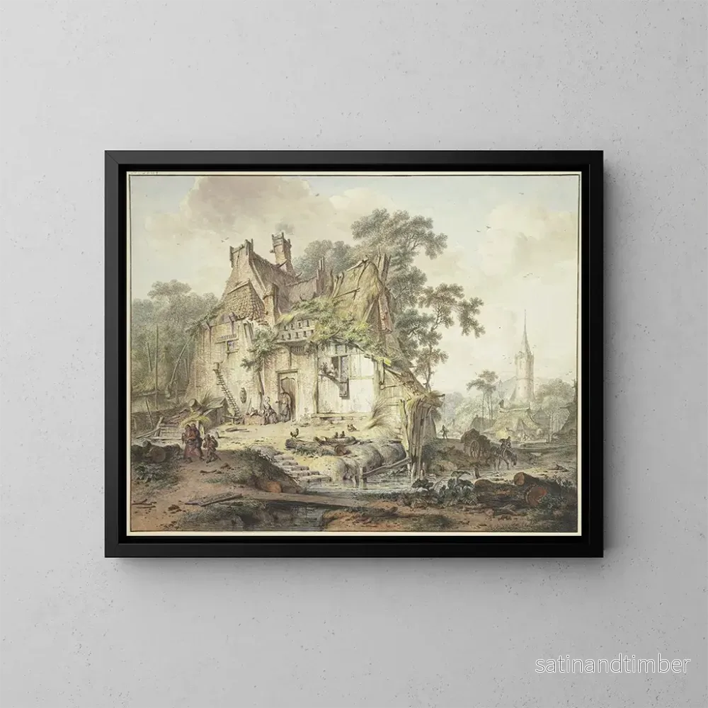 Reproduktion av målningen av en gård vid en bäck - Hendrik Meyer