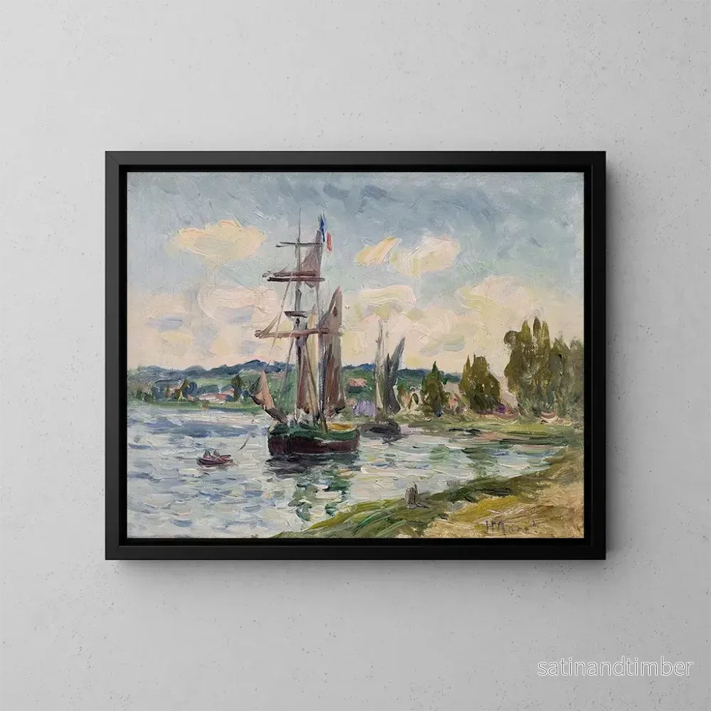 Reproduktion av målningen Båtar i hamnen - Henry Moret