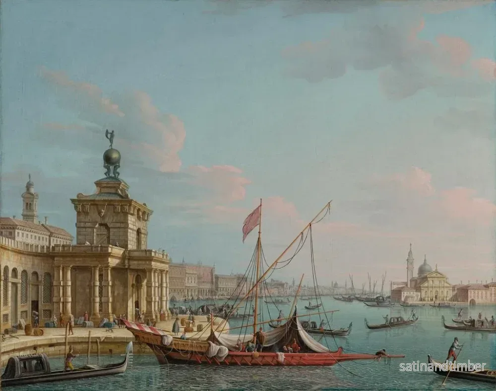 Reproduktion av målningen Venedig med Punta della Dogana sett österut mot Dogepalatset - Pietro Bellotti - Bild 2