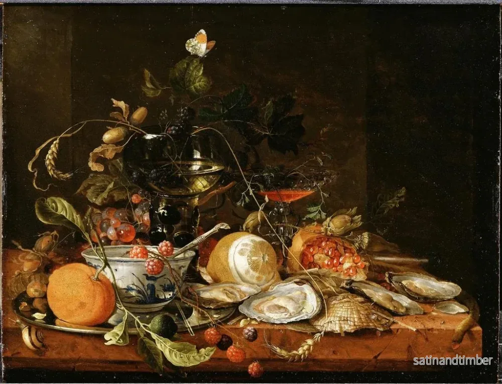 Reproduktion av målningen av naturtavla med vin, frukt och ostron - Jan Davidsz de Heem - Bild 2