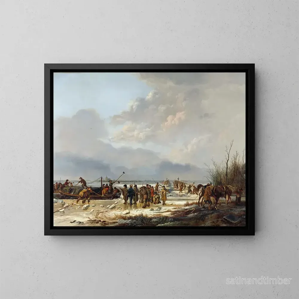 Reproduktion av målningen Briser la glace sur le Karnemelksloot à Naarden, januari 1814 – Pieter Gerardus van Os Reproduktion av målningen Briser la glace sur le Karnemelksloot à Naarden, januari 1814 – Pieter Gerardus van Os