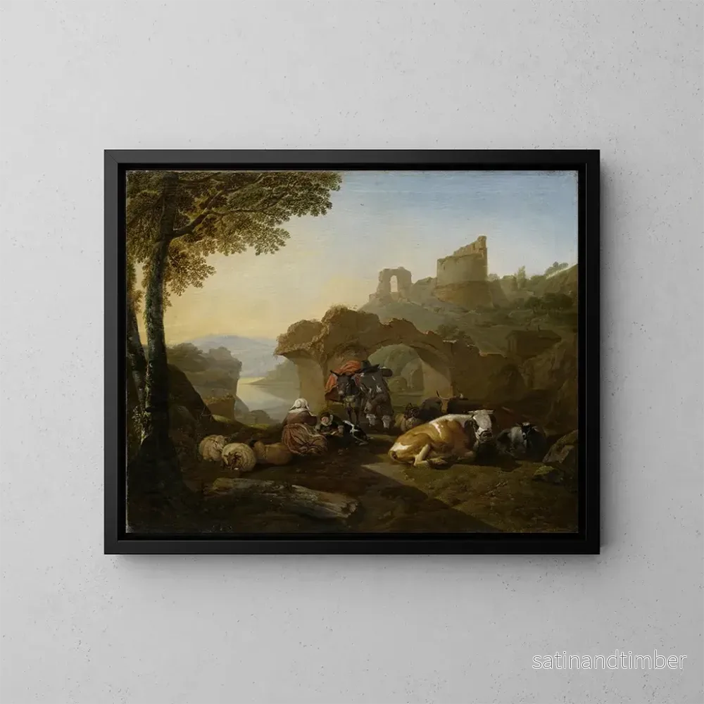 Reproduktion av målningen Repos des bergers - Johann Heinrich Roos
