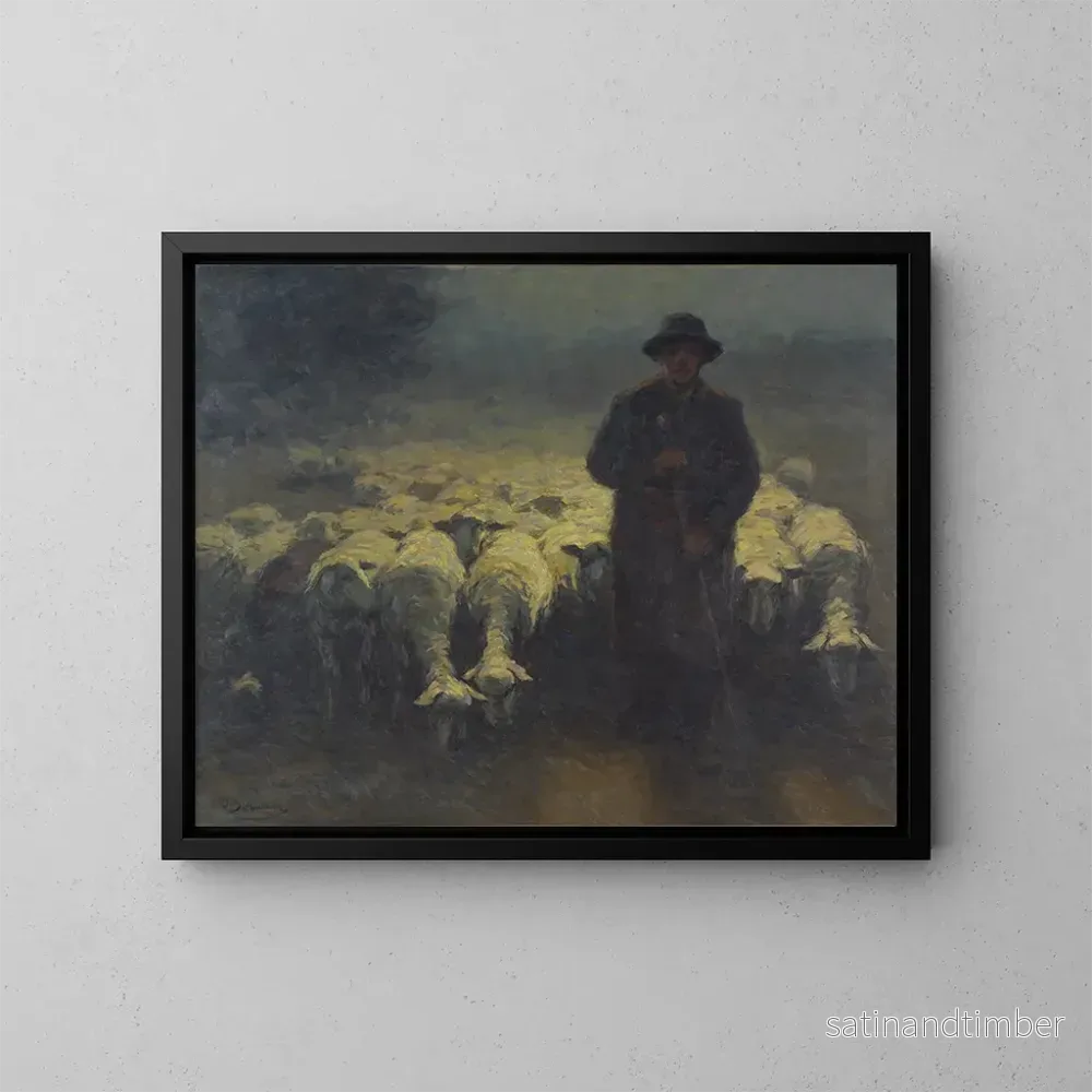 Reproduktion av målningen Troupeau de moutons au clair de lune – Julius Hugo Bergmann Reproduktion av målningen Troupeau de moutons au clair de lune – Julius Hugo Bergmann