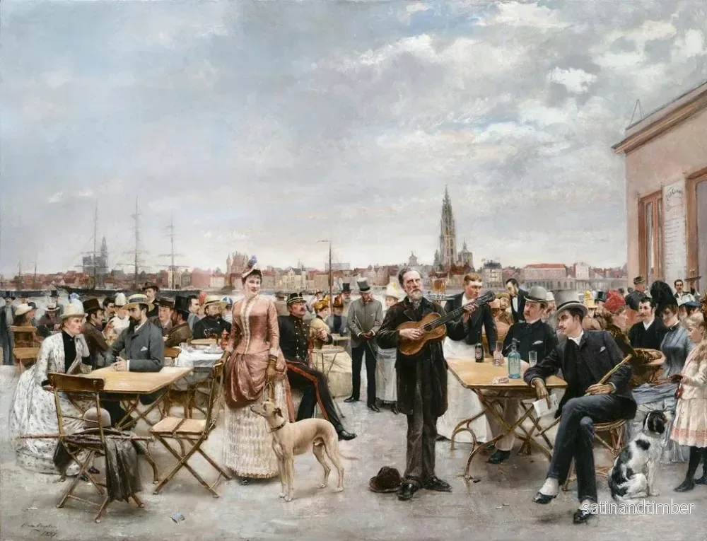 Reproduktion av målningen Le Café Belvédère d'Anvers - Louis Van Engelen - Bild 2