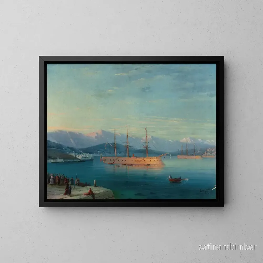 Reproduktion av målningen av franska fartyg som lämnar Svarta havet - Ivan Konstantinovich Aivazovsky