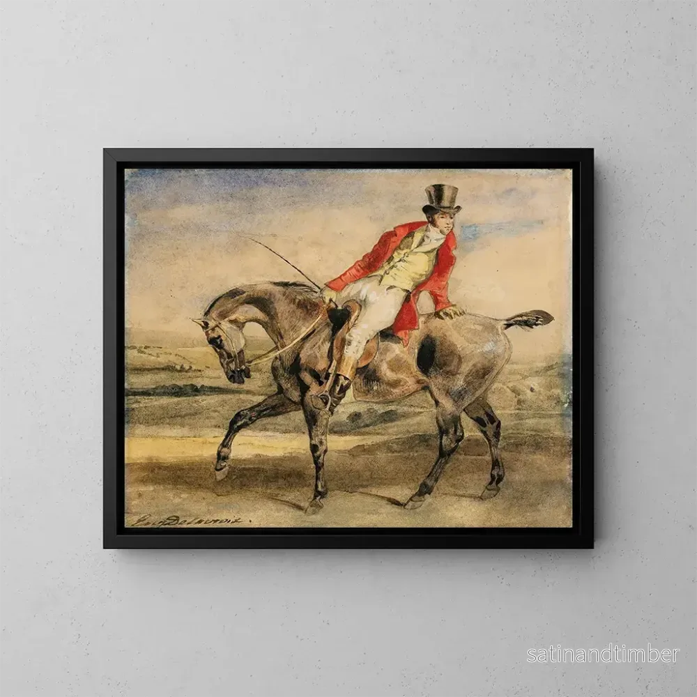 Reproduktion av målningen Cavalier bärande en röd jacka - Eugène Delacroix
