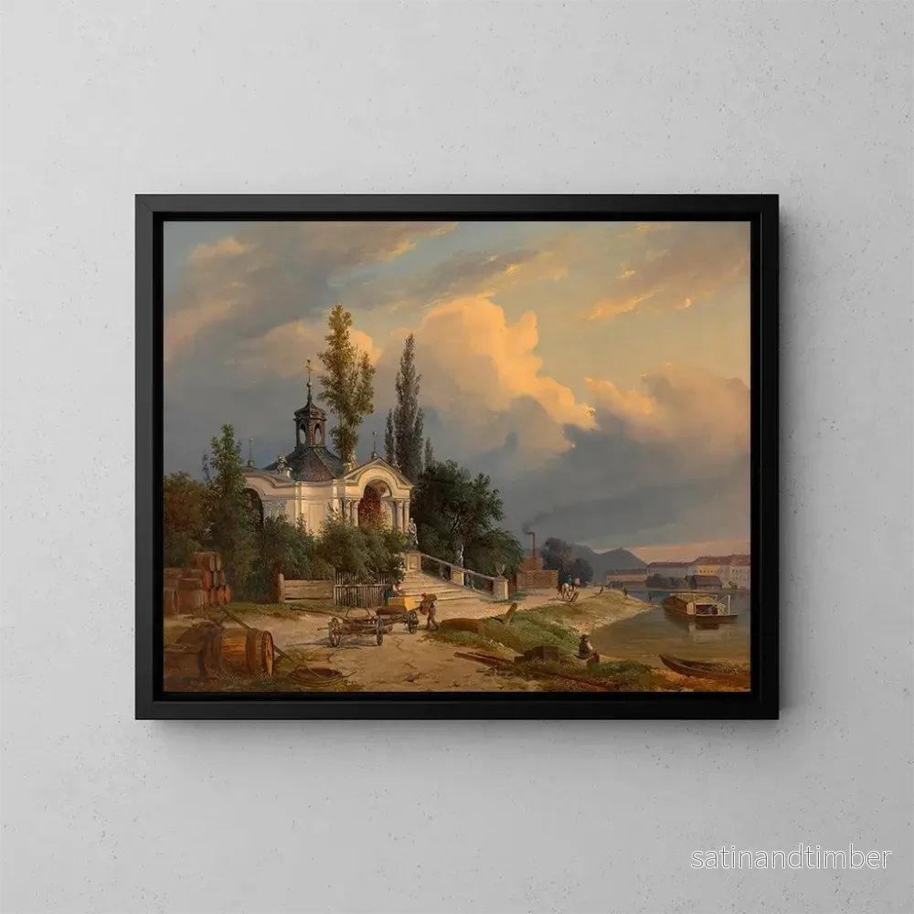 Reproduktion av målningen La chapelle Saint-Jean-Népomucène sur le Schanzel - Heinrich Peyer