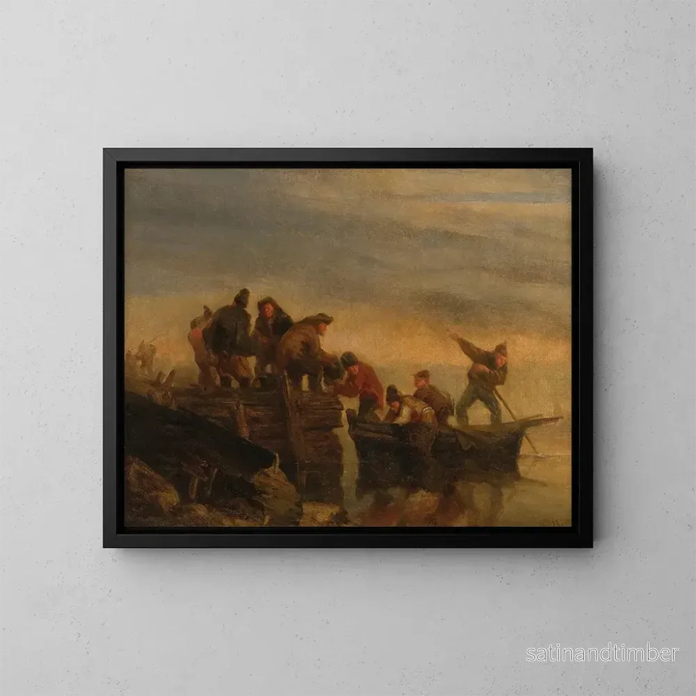 Reproduktion av målningen Fiskare vid vattnet - Eugène Boudin