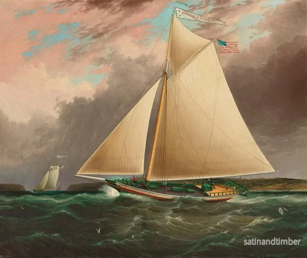 Reproduktion av målningen Sloop de la rivière Hudson - James Edward Buttersworth - Bild 2