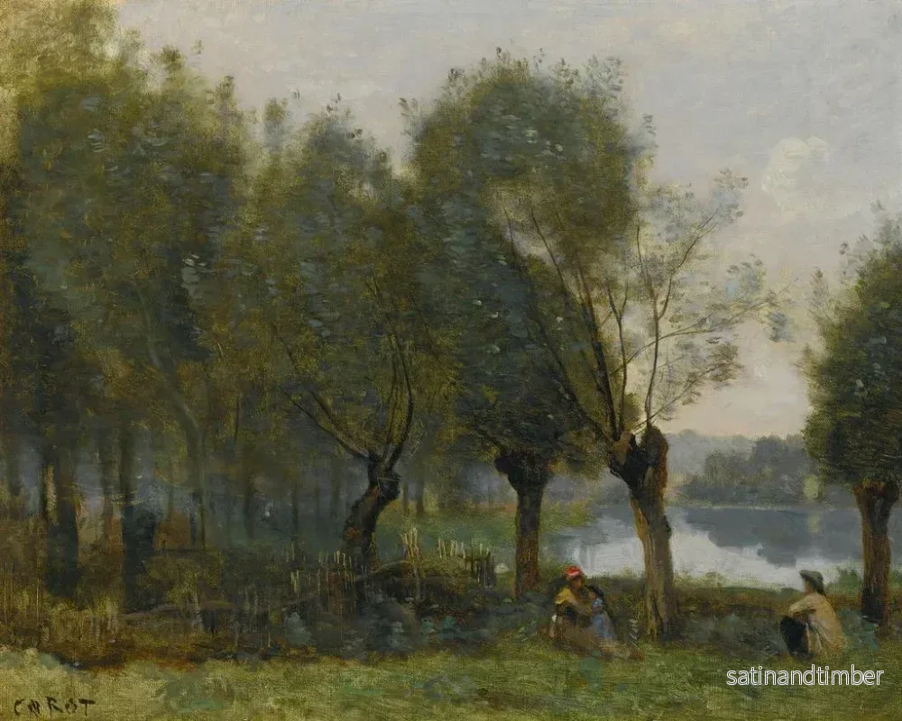 Reproduktion av målningen Montgeron, Saulaie vid vattnet - Jean-Baptiste-Camille Corot - Bild 2