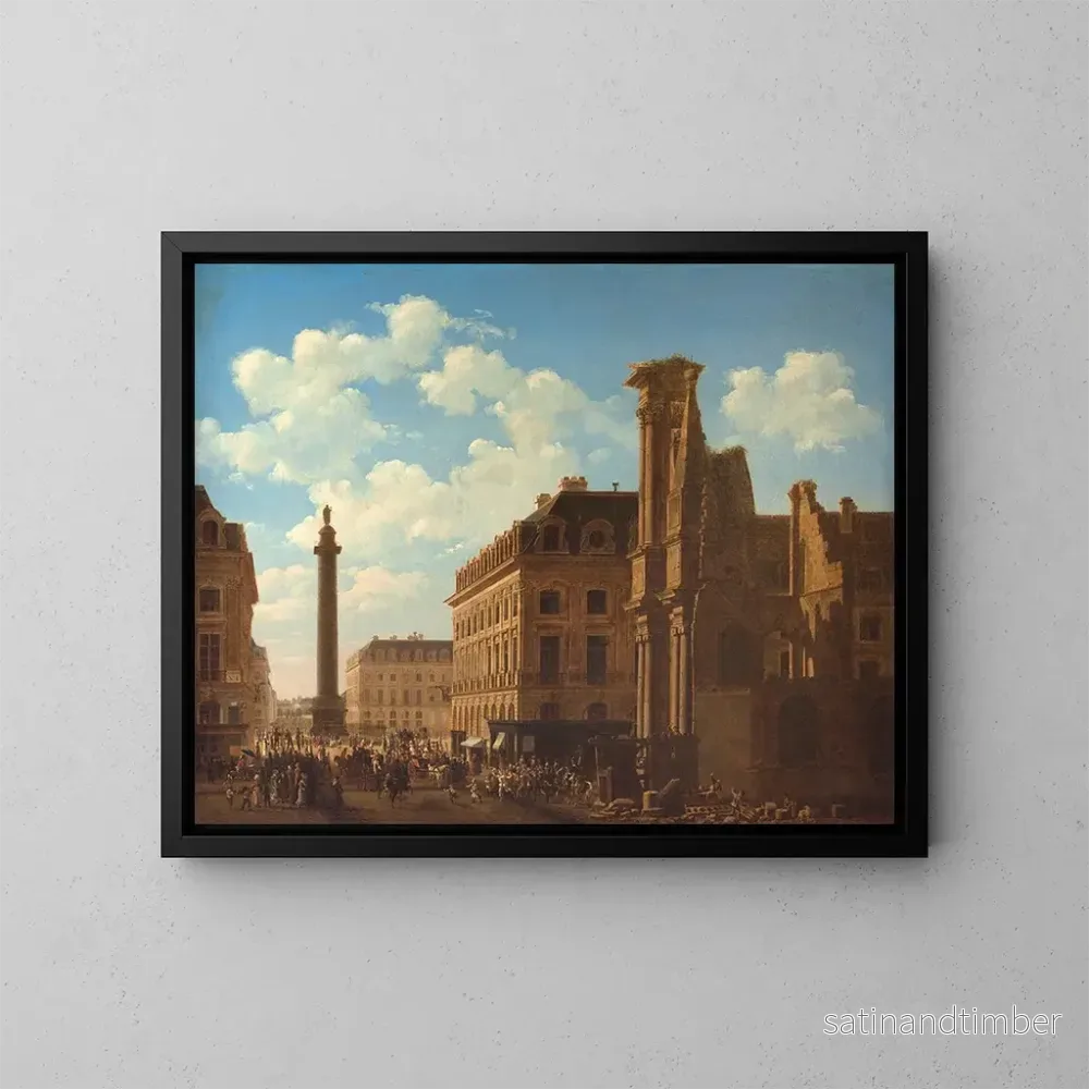 Reproduktion av målningen La place Vendôme et la rue de Castiglione avec les ruines de l'église des Feuillants - Étienne Bouhot