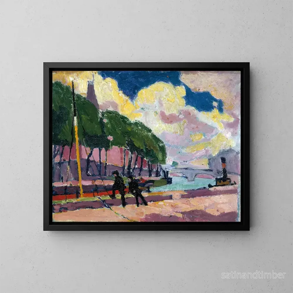 Reproduktion av målningen På Rive de la Seine - Henry Lyman Saen