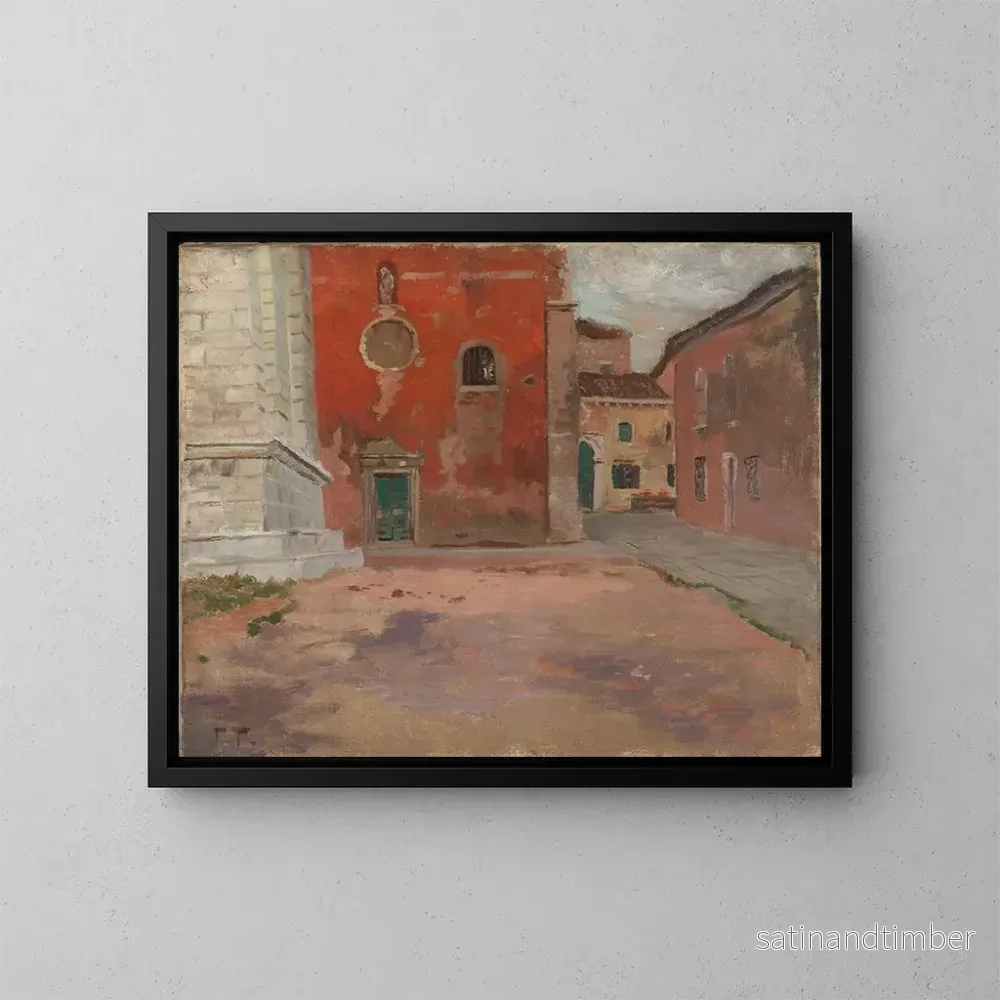 Reproduktion av målningen Mur röd av kyrkan i Venedig – Frits Thaulow Reproduktion av målningen Mur röd av kyrkan i Venedig – Frits Thaulow