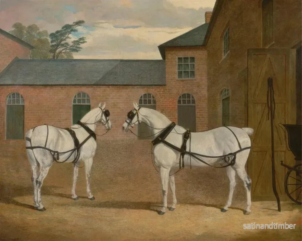 Reproduktion av målningen av grå draghästar på gården vid Putteridge Bury, Hertfordshire - John Frederick Herring den äldre - Bild 2