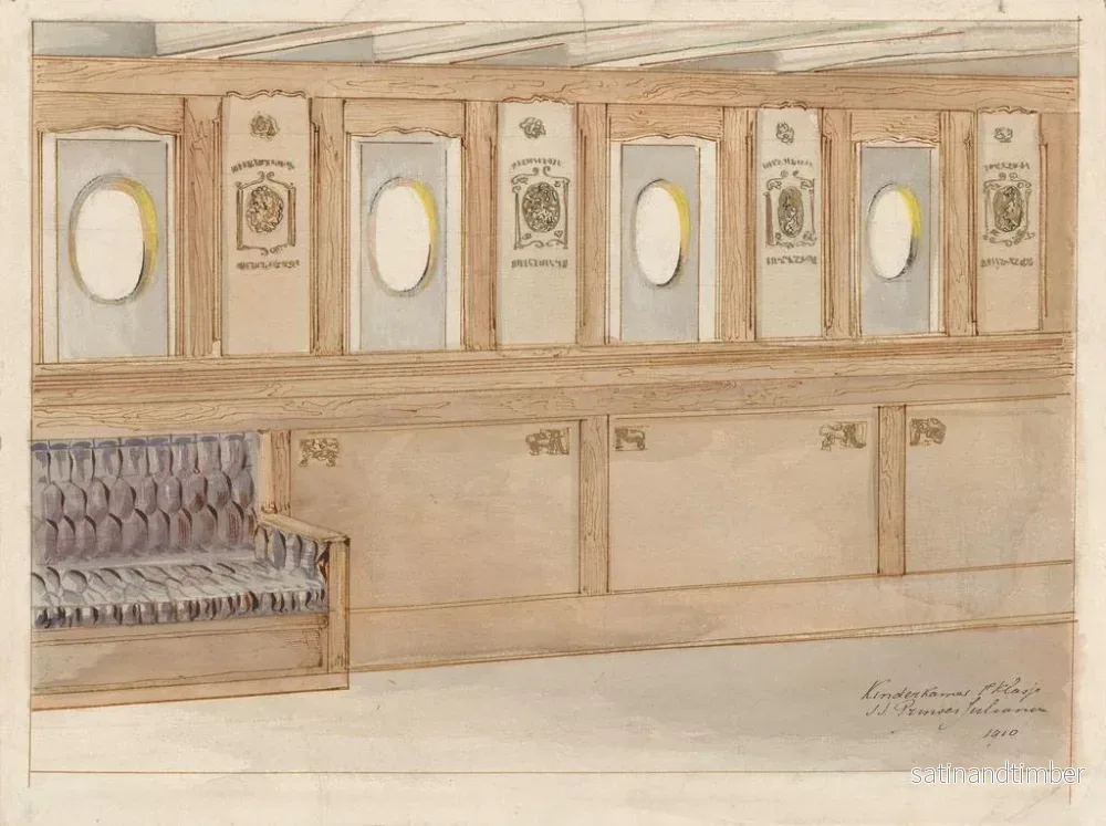 Reproduktion av målningen Projekt för ett barnrum för första klass på SS Prinses Juliana - Carel Adolph Lion Cachet - Bild 2