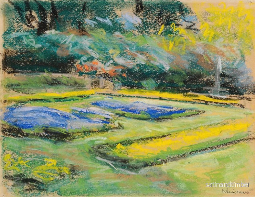 Reproduktion av målningen av terrass med blomster i Wannsee-trädgården mot nordväst - Max Liebermann - Bild 2