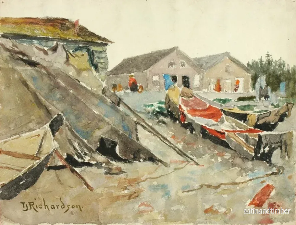 Reproduktion av målningen av torra täckningar på kanoter - Theodore J. Richardson - Bild 2