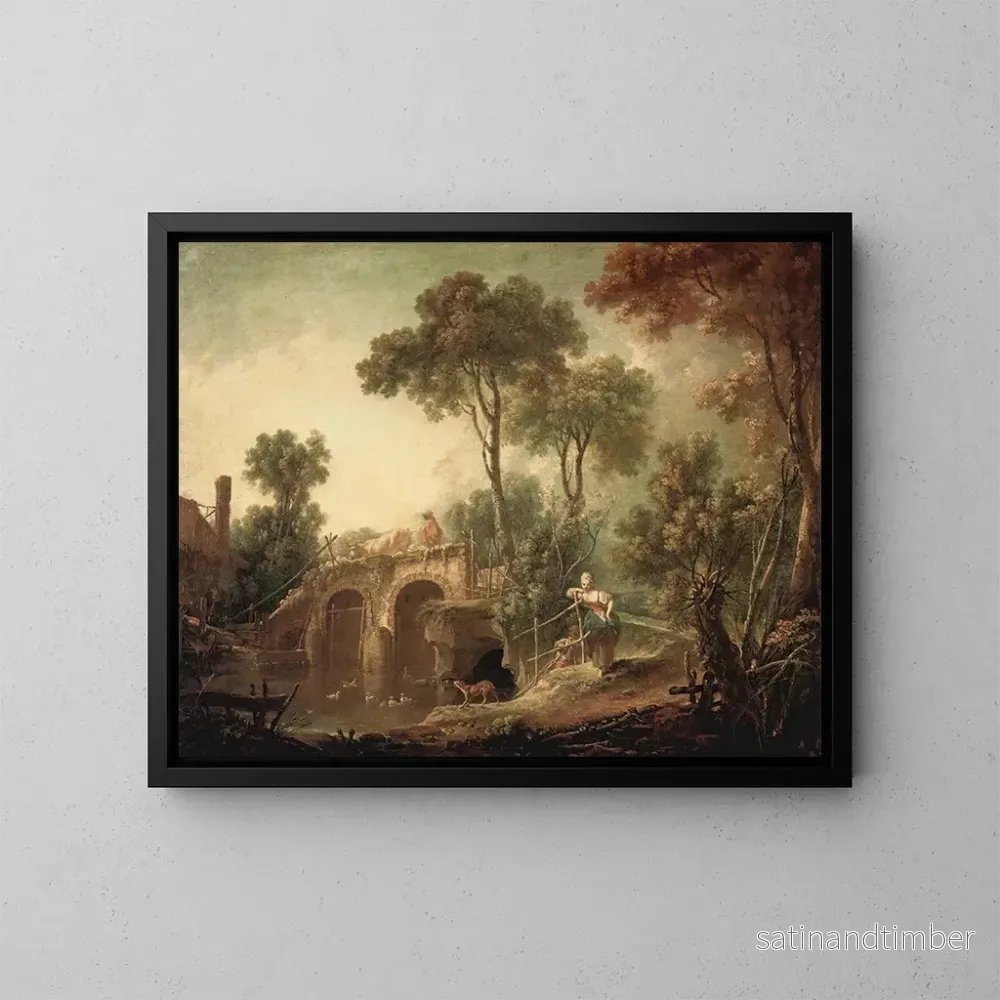 Reproduktion av målningen Le Pont - François Boucher