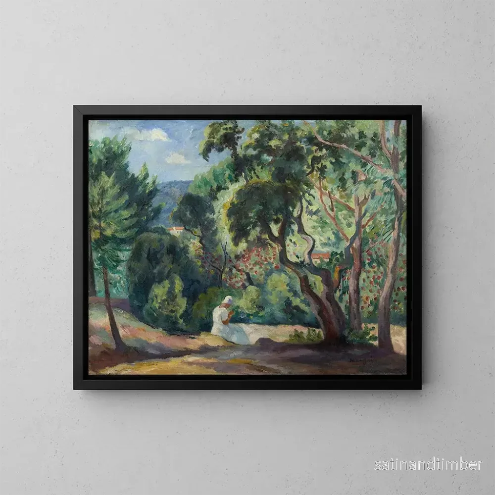 Reproduktion av målningen av skogsbryn vid La Moutte, Saint-Tropez - Henri Manguin