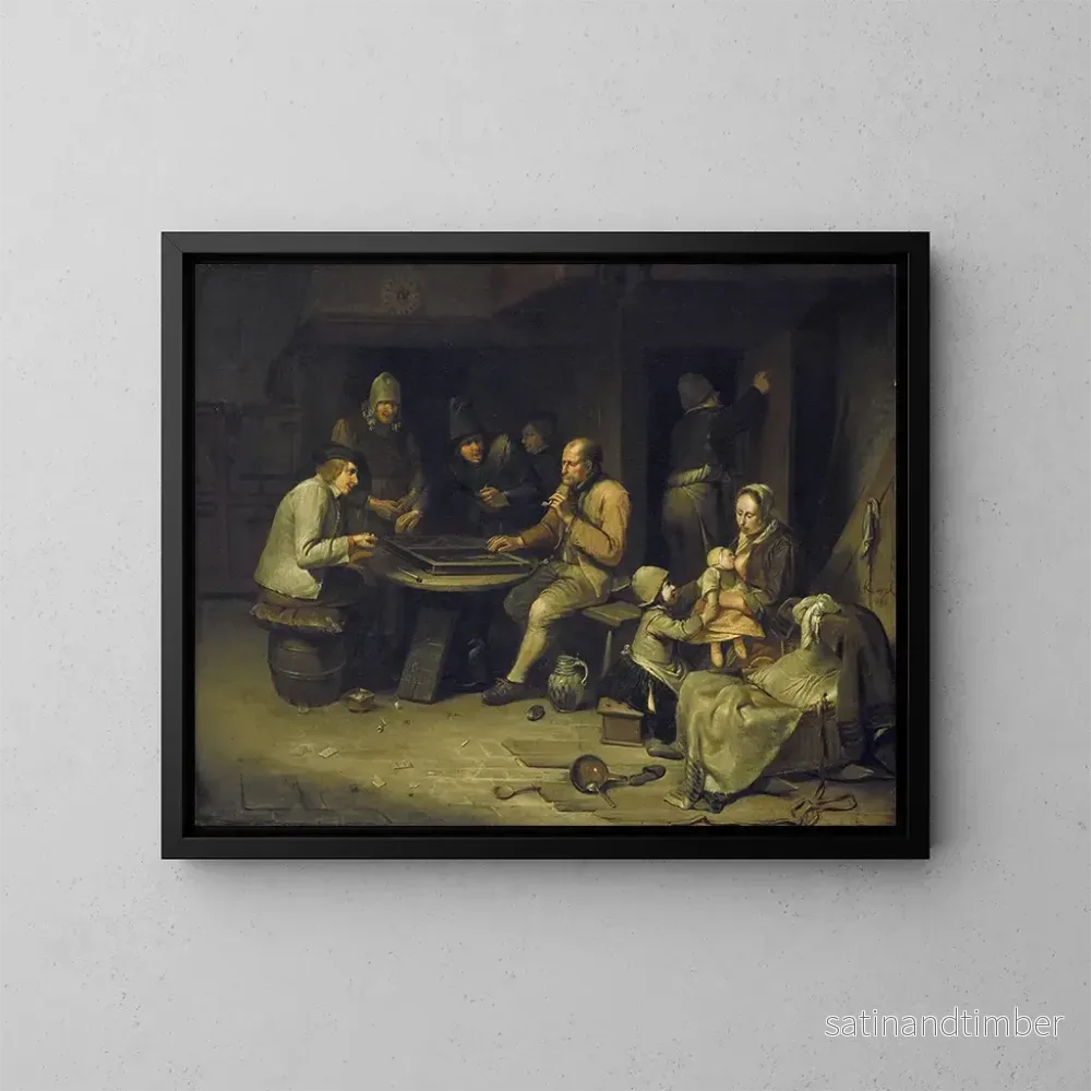 Reproduktion av målningen En värdshus med backgammonspelare - Egbert van Heemskerck