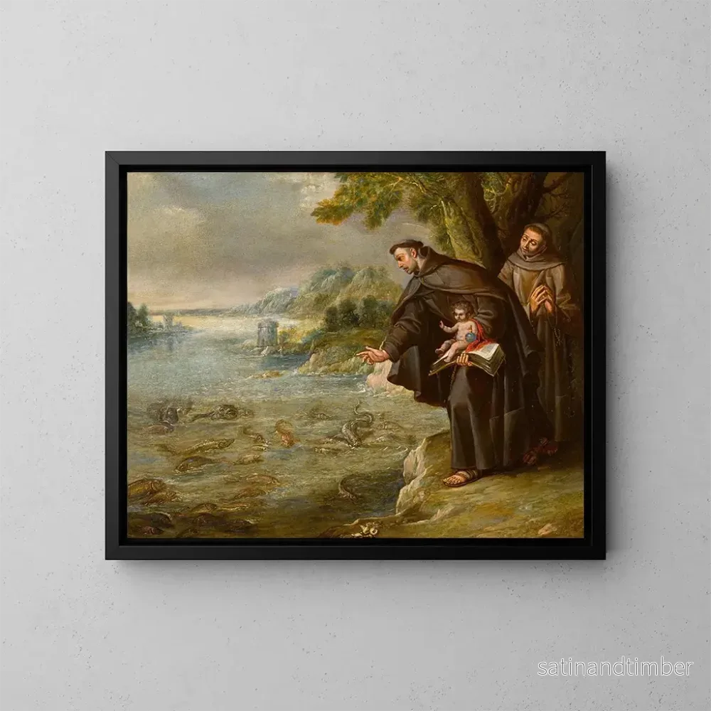 Reproduktion av målningen av Sankt Antonius predikan och fiskarna - Francisco Rizzi-cirkeln