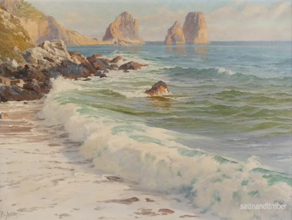 Reproduktion av målningen Côte à Capri med Faraglioni-klipporna - Paul von Spaun - Bild 2