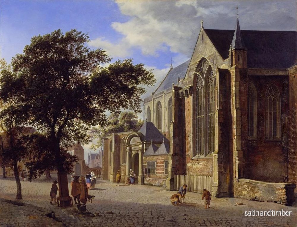 Reproduktion av målningen Utomhusmålning av en kyrka - Jan van der Heyden - Bild 2