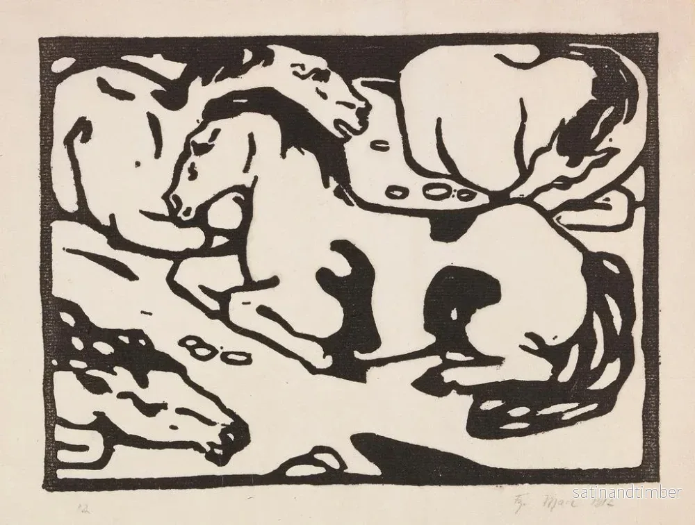 Reproduktion av målningen av vila hästar - Franz Marc - Bild 2