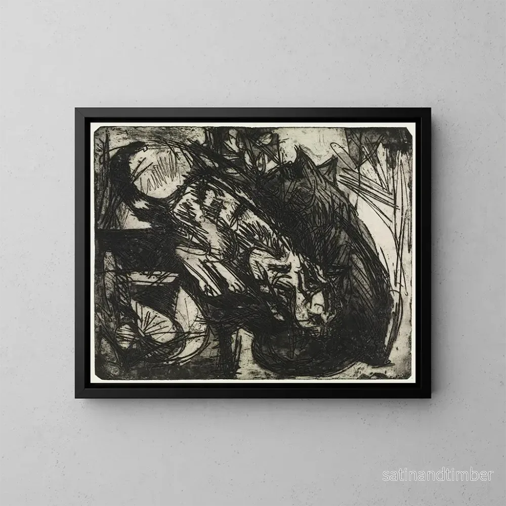 Reproduktion av målningen av två katter vid Stafelalp - Ernst Ludwig Kirchner