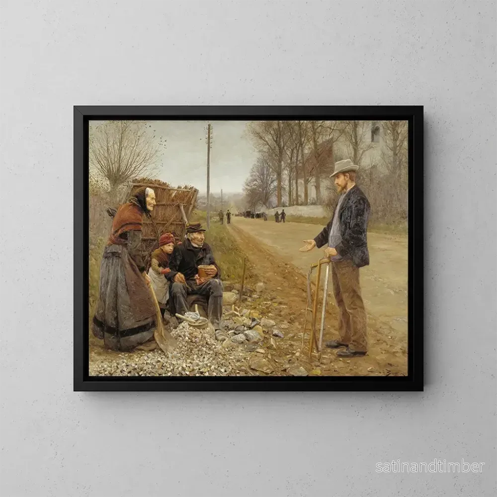 Reproduktion av målningen av folk vid vägkanten - Hans Andersen Brendekilde