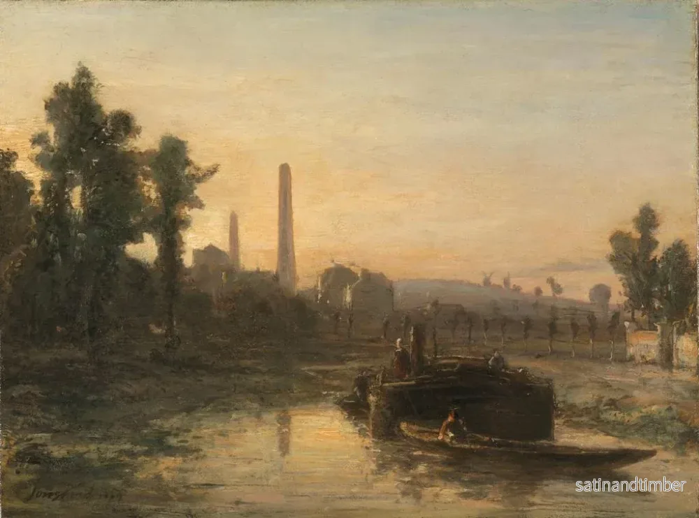 Reproduktion av målningen Vue de rivière en France, probablement près de Pontoise - Johan Barthold Jongkind - Bild 2