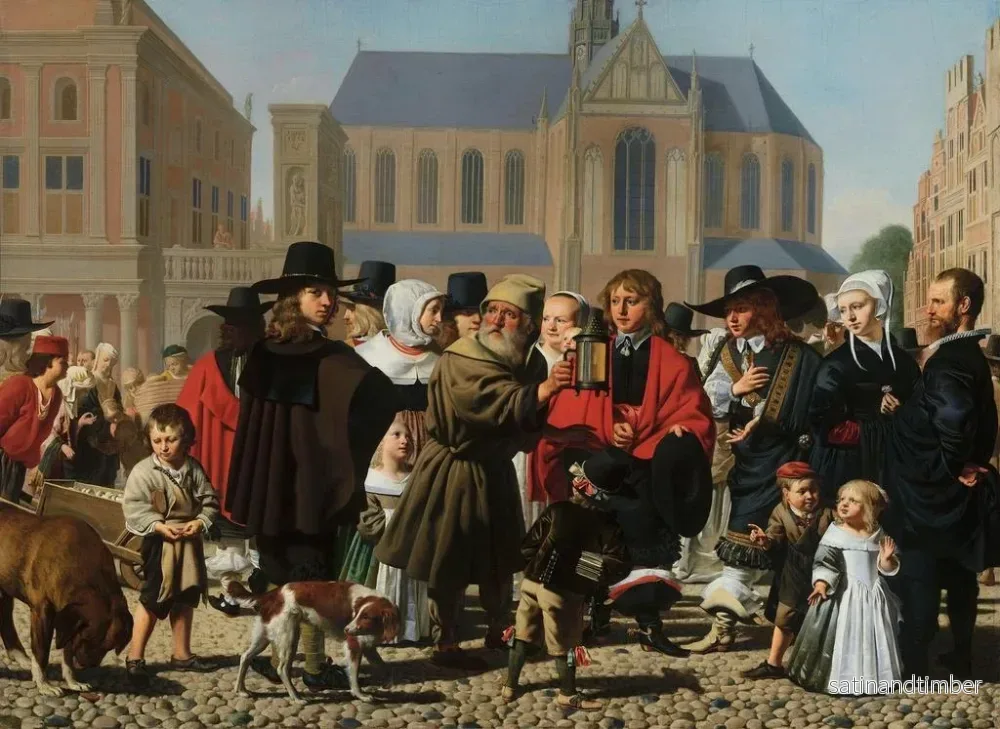 Reproduktion av målningen Diogène i jakten på en ärlig man, familjeporträtt av Steyn - Caesar van Everdingen - Bild 2