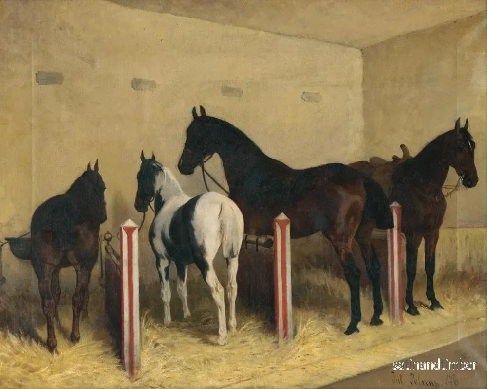 Reproduktion av målningen Hästar i stallet - Julius von Blaas - Bild 2