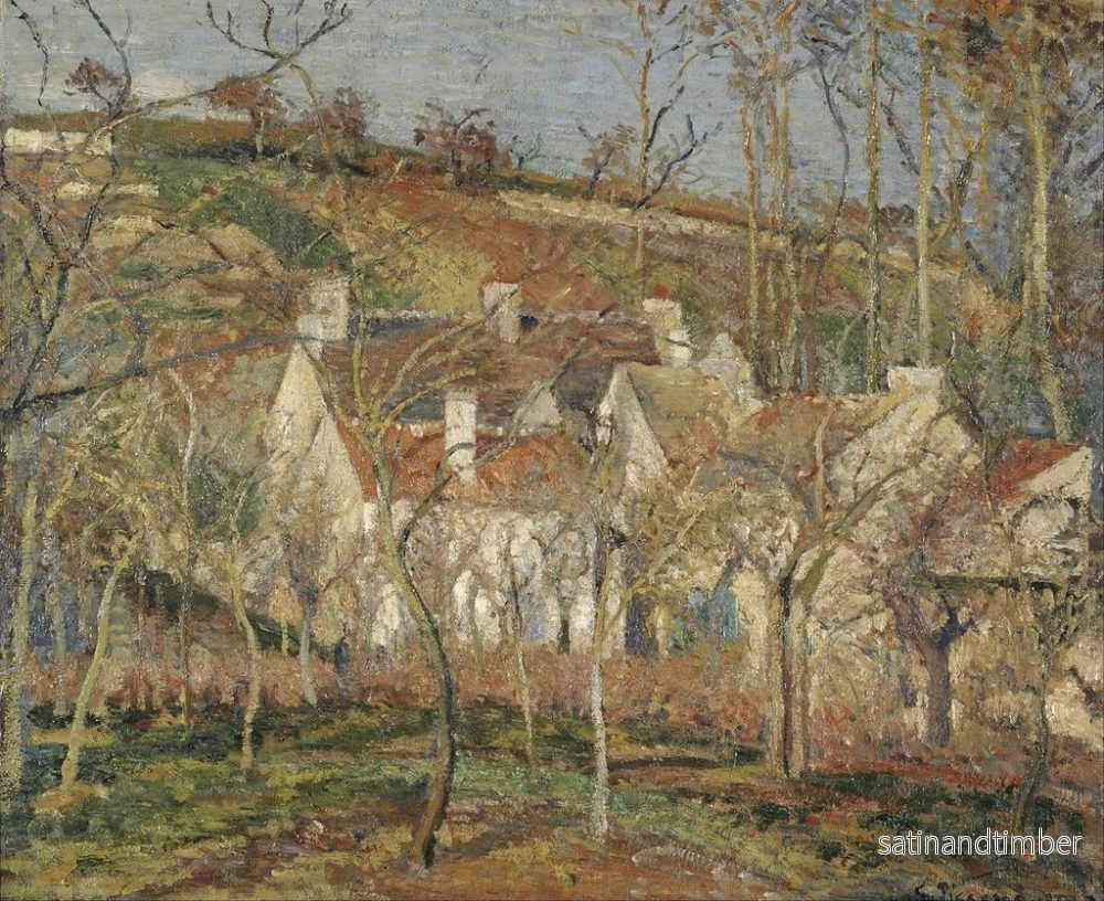 Reproduktion av målningen Hörn av by under snö med röda tak - Camille Pissarro - Bild 2