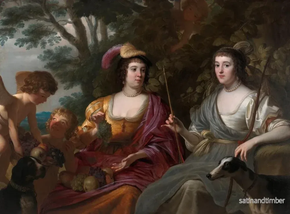 Reproduktion av målningen av dubbelporträtt av Amalia van Solms och Charlotte de La Trmolle - Gerard van Honthorst - Bild 2