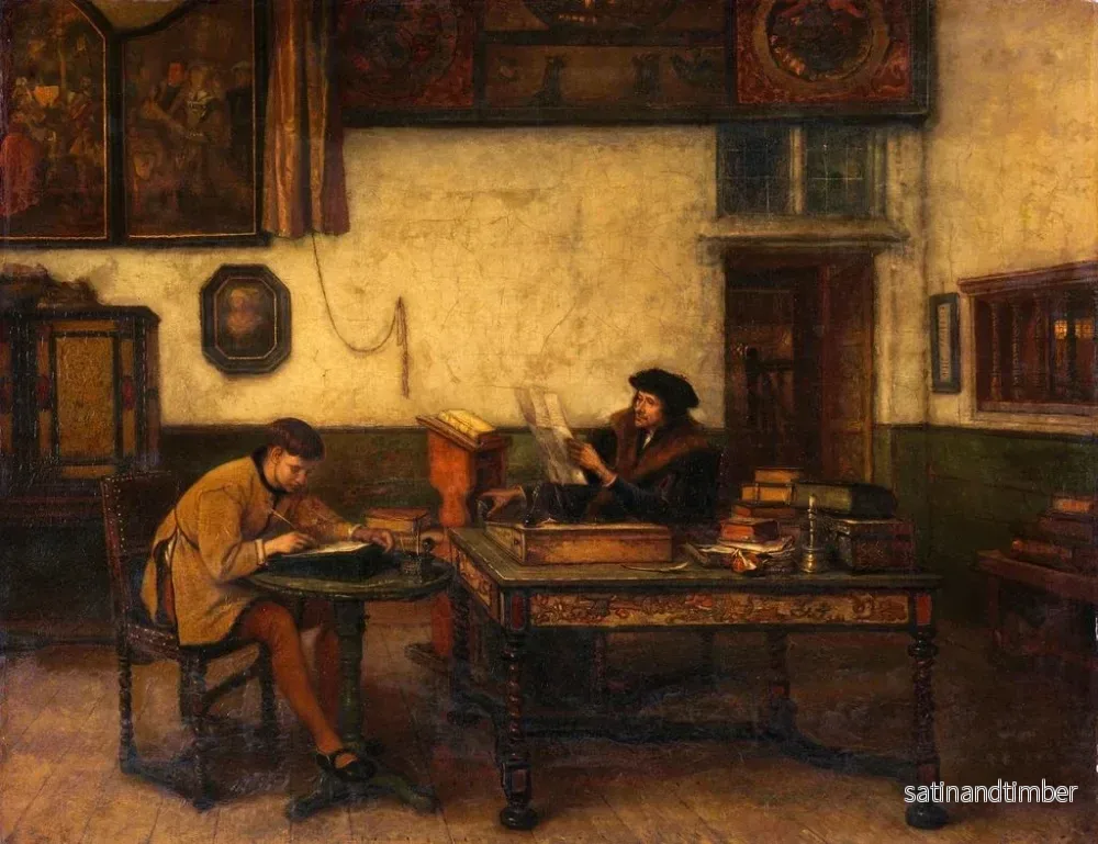 Reproduktion av målningen av Érasme i hans studie - Jan August Hendrik Leys - Bild 2