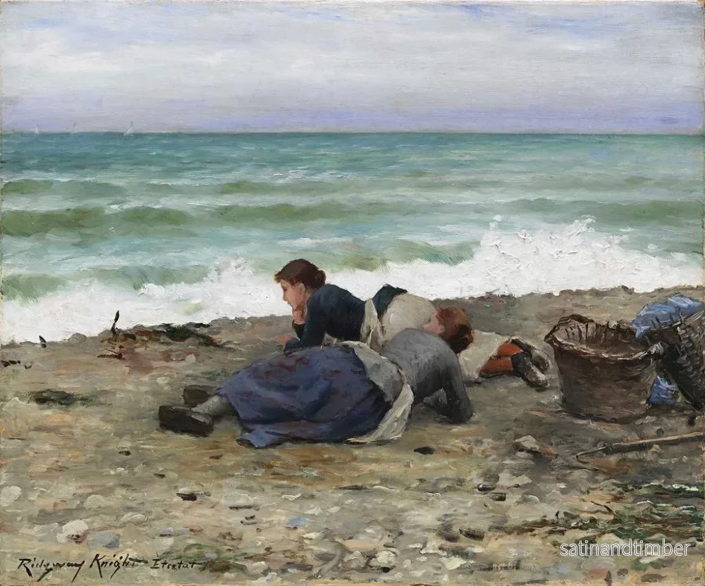 Reproduktion av målningen av högvatten i Étretat - Daniel Ridgway Knight - Bild 2