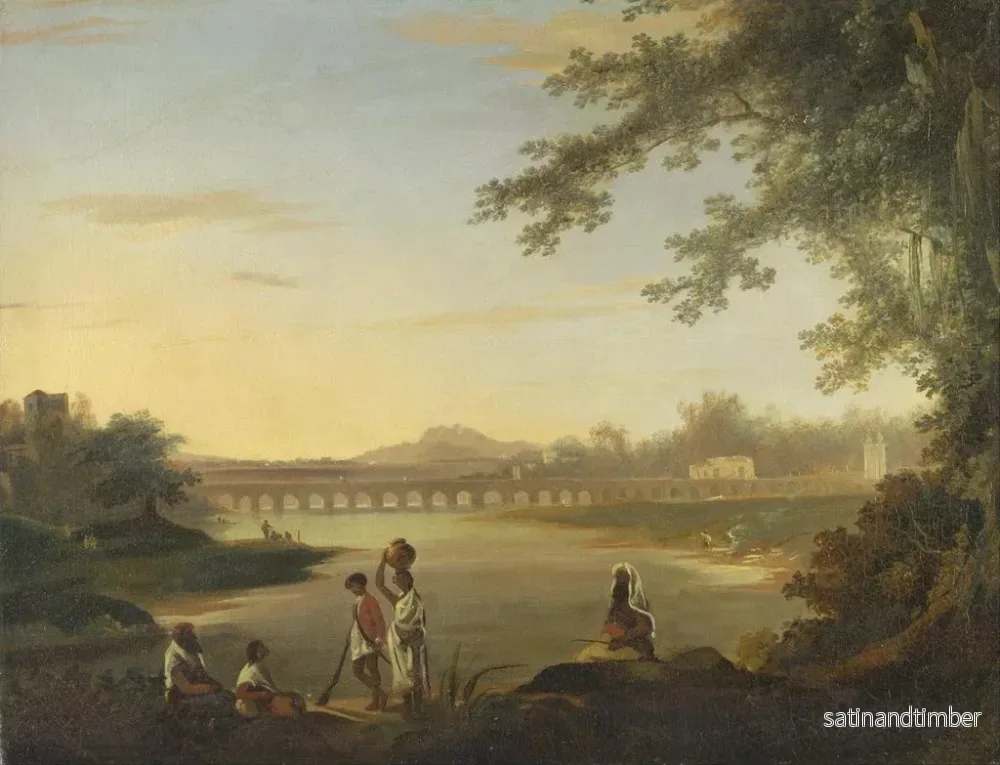Reproduktion av målningen Le pont Marmalong avec un sepoy et des indigènes au premier plan - William Hodges - Bild 2