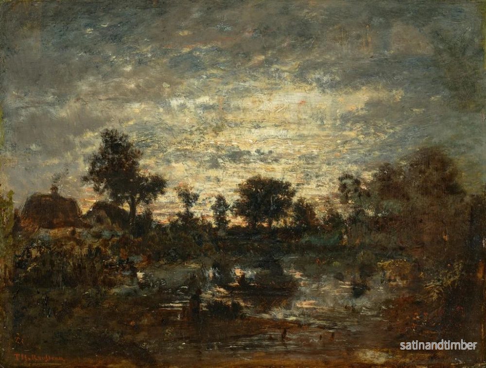 Reproduktion av målningen L'étang au coucher de soleil - Théodore Rousseau - Bild 2