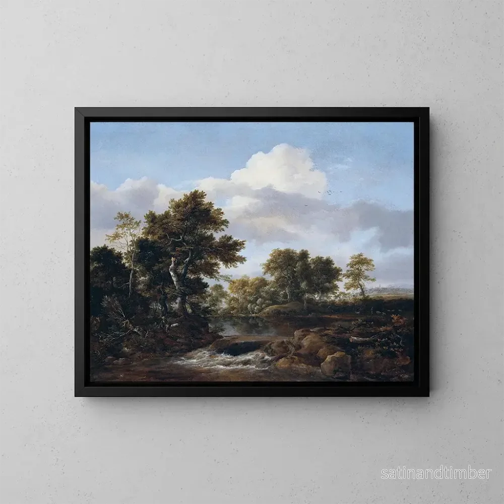Reproduktion av målningen landskapsbild med en bäck - Jacob van Ruisdael