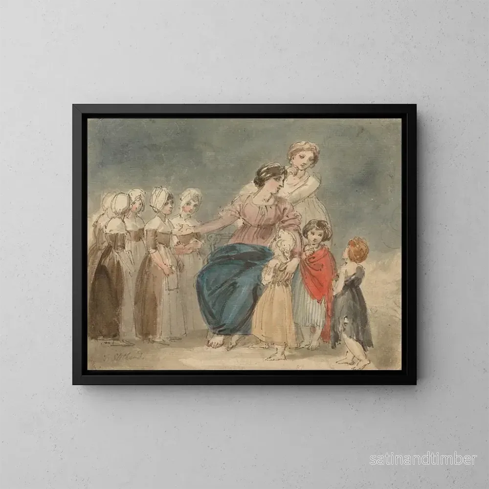 Reproduktion av målningen Charité, barn och små vagabonder - Thomas Stothard