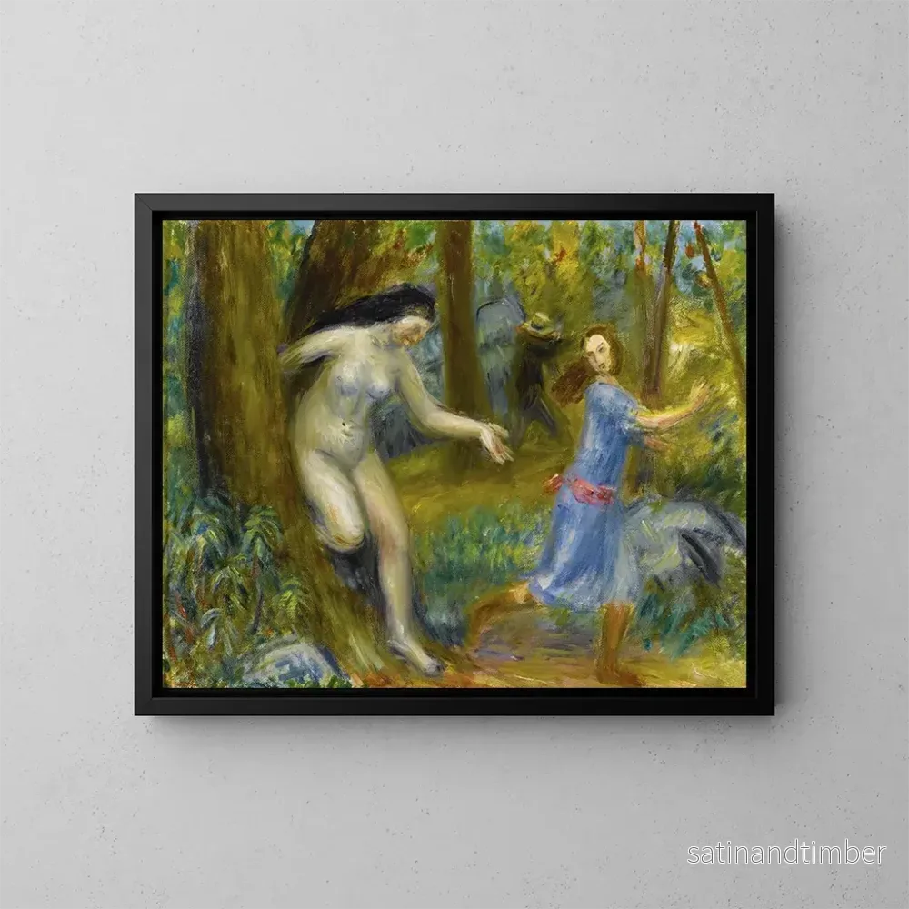 Reproduktion av målningen serie av nymphettor med en man - William James Glackens