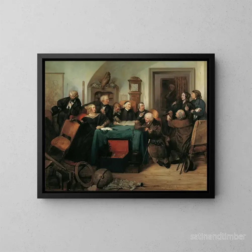 Reproduktion av målningen L'ouverture du testament - Josef Danhauser