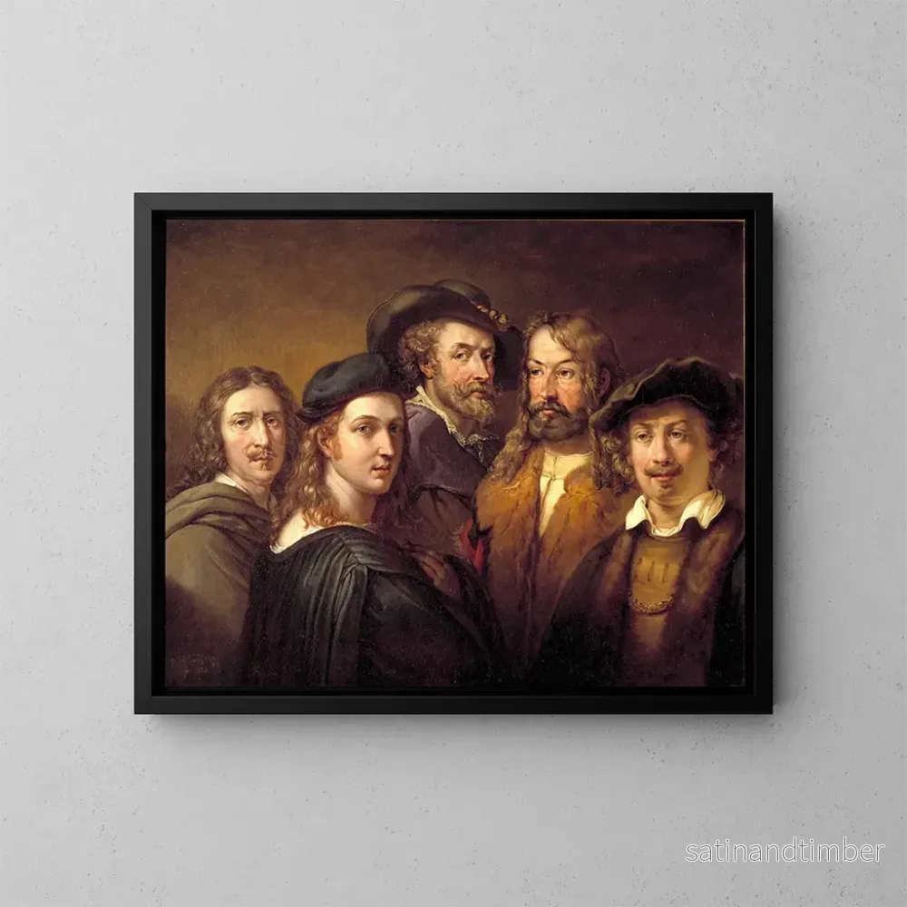 Reproduktion av målningen Rafael, Rembrandt, Nicolas Poussin, Albrecht Dürer och Pierre-Paul Rubens - Johan Gustaf Sandberg