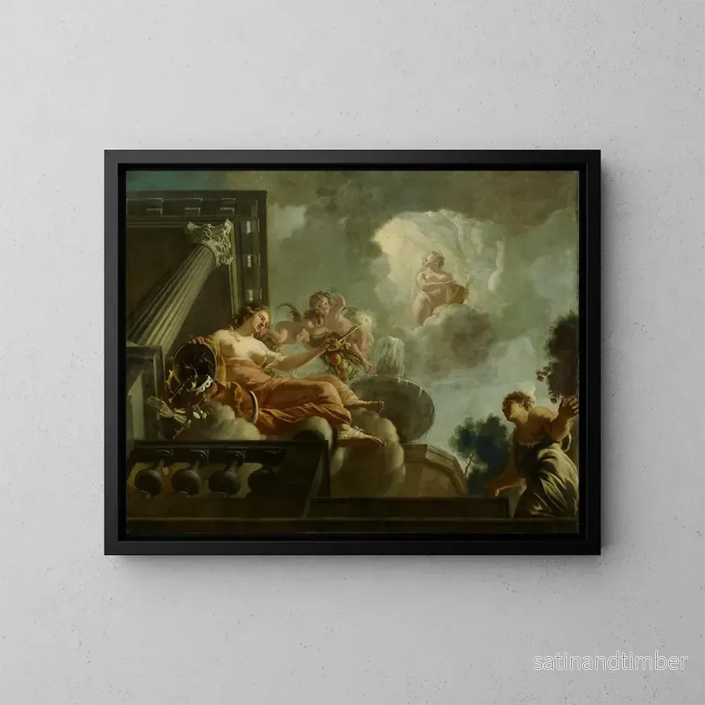 Reproduktion av målningen La religion favoriserar överflöd. Allegorisk skildring av vård för lepra och oskyldiga. - Gerard de Lairesse