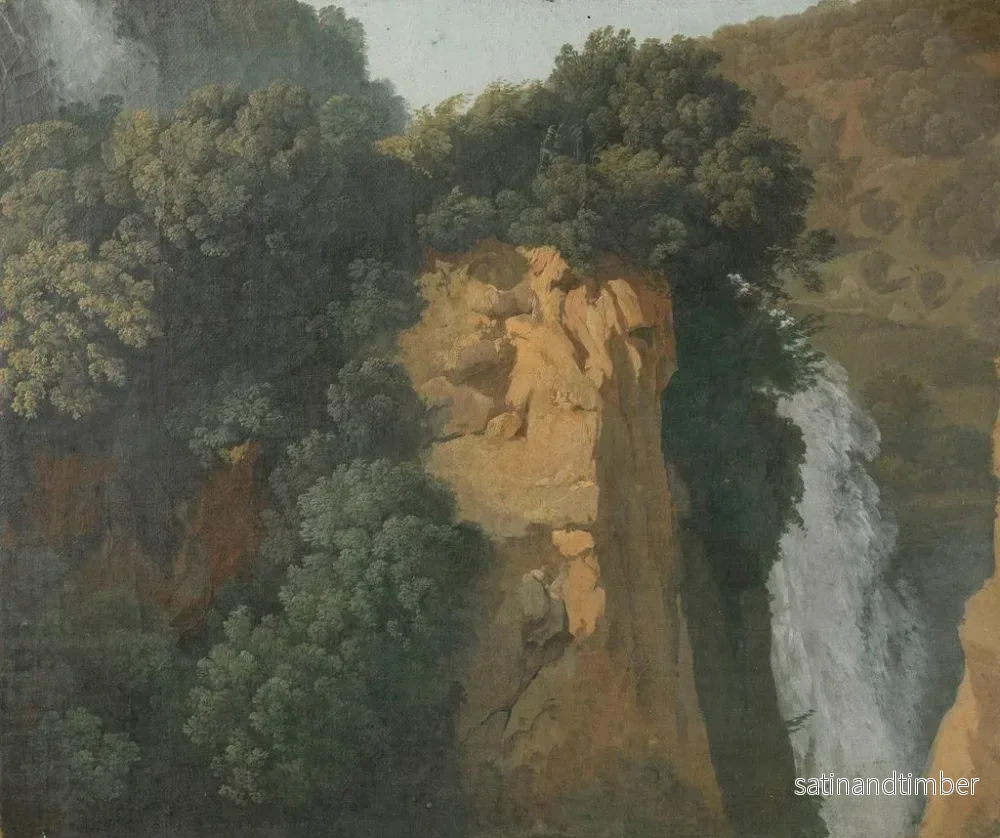 Reproduktion av målningen av klippor som invaderas med ett vattenfall i Italien, kanske i Tivoli - Hendrik Voogd - Bild 2