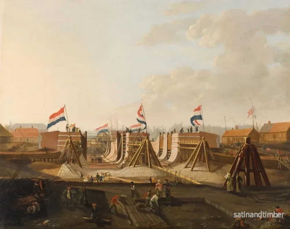 Reproduktion av målningen La construction de l'écluse d'Oosterdok vue du nord - Petrus Kiers - Bild 2