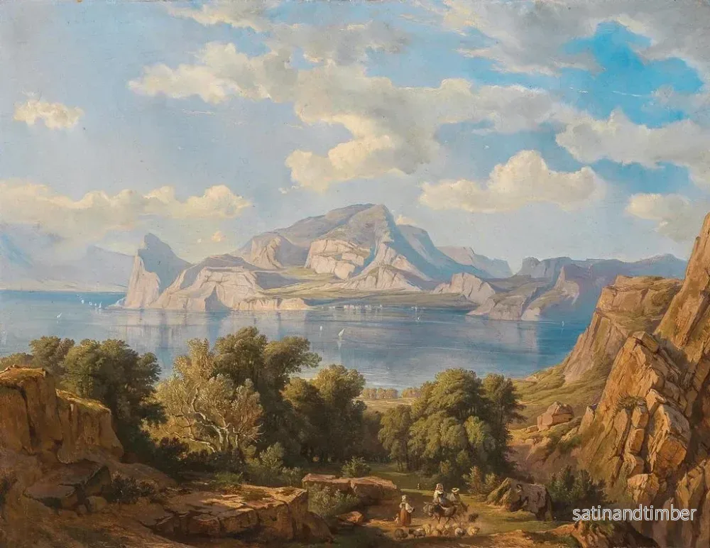 Reproduktion av målningen Vue de Capo Miseno med Vesuvius i bakgrunden - Fritz Bamberger - Bild 2