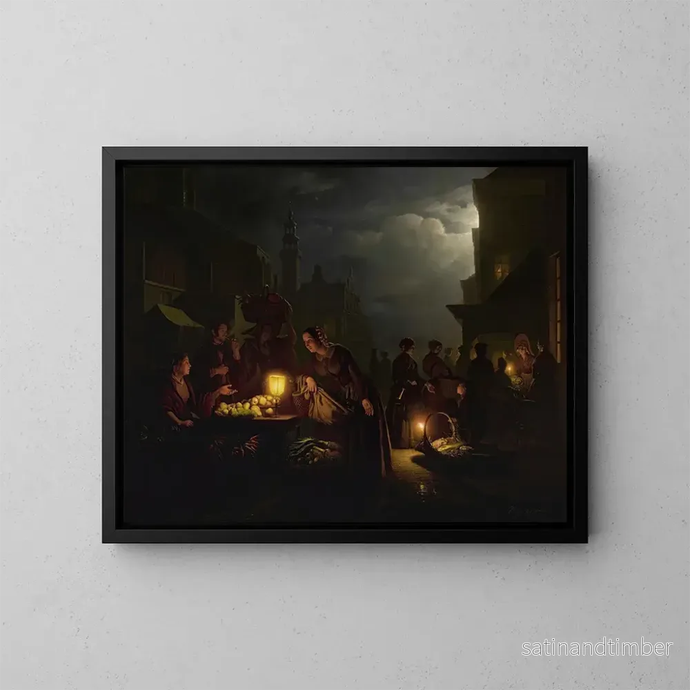 Reproduktion av målningen Le marché aux chandelles – Petrus van Schendel Reproduktion av målningen Le marché aux chandelles – Petrus van Schendel